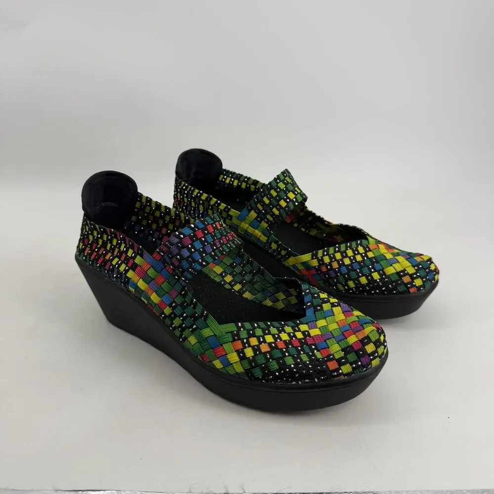 Steven By Steve Madden Brice Shoes Womens 8 Multicolor Woven Mary Jane Wedge